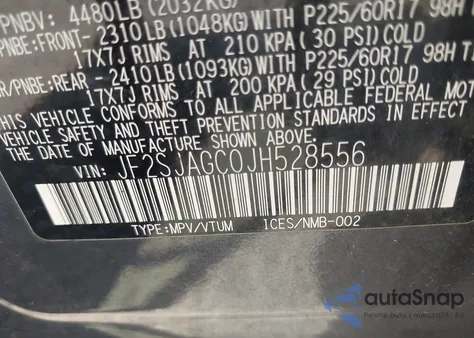 2018 Subaru Forester 2.5I Premium из США, поврежденный, VIN JF2SJAGC0JH528556